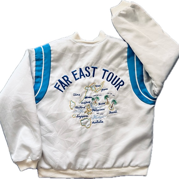Far East Tour White Sweatshirt with Blue Accents